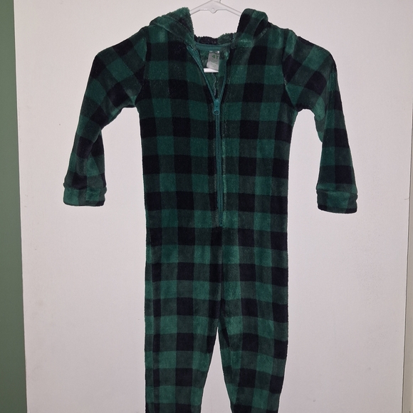 Plaid Green and Black Kids One Piece - Picture 1 of 5
